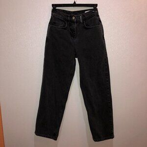 Collusion X004 Sz 24 28 Petite Black Dad Pockets Straight High Rise Denim Jeans